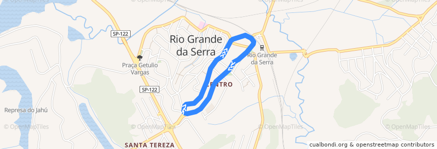 Mapa del recorrido SAO BERNARDO DO CAMPO - RIO GRANDE DA SERRA de la línea  en Rio Grande da Serra.