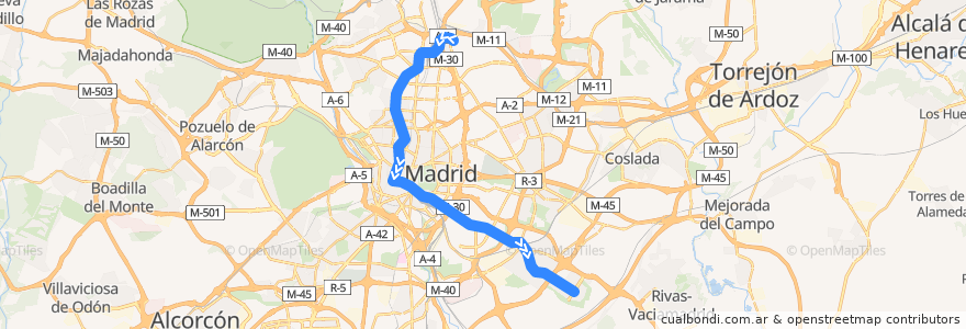 Mapa del recorrido Línea 1: Pinar de Chamartín-Valdecarros de la línea  en Madrid.