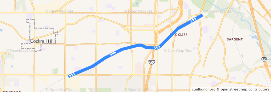 Mapa del recorrido Red Line: Westmoreland => 8th & Corinth de la línea  en Dallas.