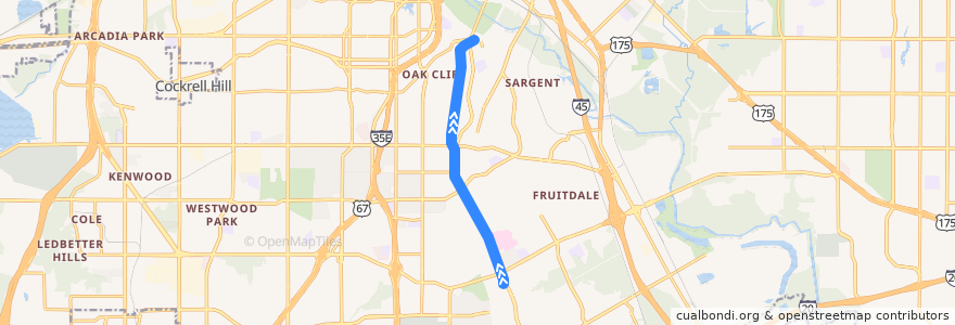Mapa del recorrido Blue Line: Ledbetter => 8th & Corinth de la línea  en Dallas.