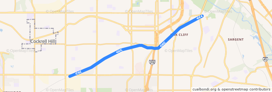Mapa del recorrido Red Line: 8th & Corinth => Westmoreland de la línea  en Dallas.