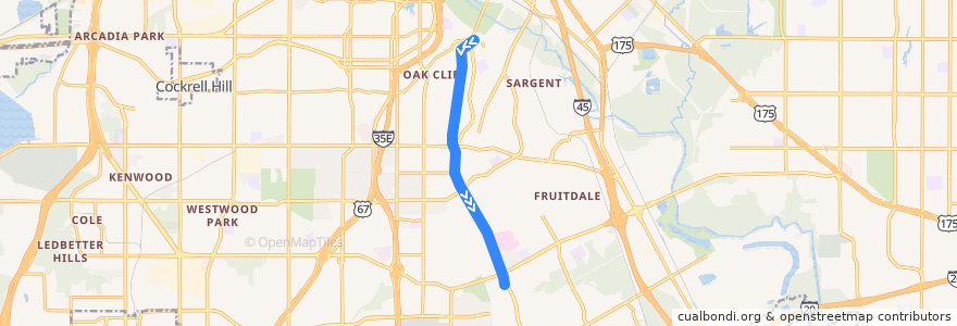 Mapa del recorrido Blue Line: 8th & Corinth => Ledbetter de la línea  en Dallas.