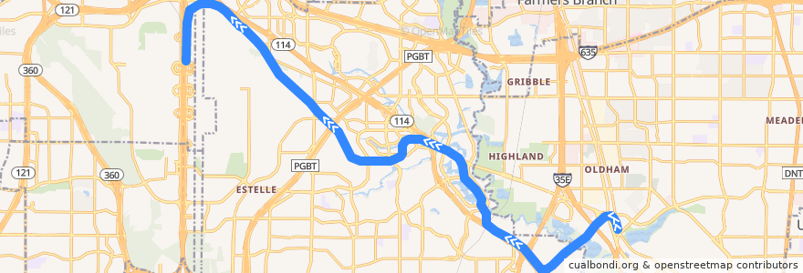 Mapa del recorrido Orange Line: Bachman => DFW Airport de la línea  en Ирвинг.