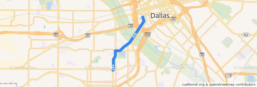 Mapa del recorrido Dallas Streetcar: Union => Bishop Arts de la línea  en Dallas.