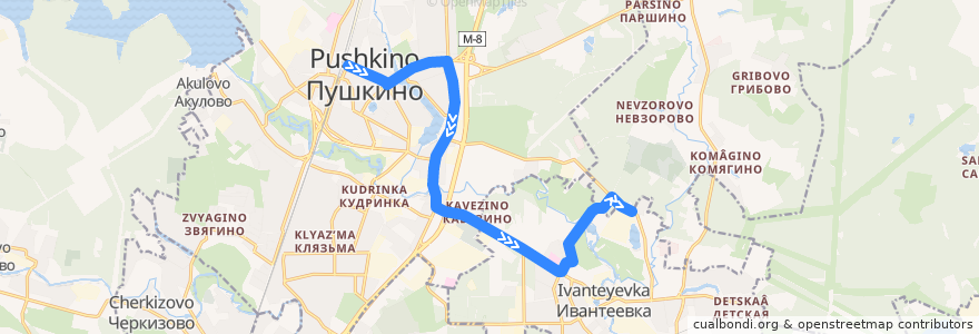 Mapa del recorrido Автобус 41: Пушкино (станция Пушкино) => Санаторий «Ивантеевка» de la línea  en Пушкинский городской округ.