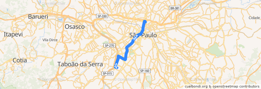 Mapa del recorrido 7600-10 Estação Armênia de la línea  en San Paolo.