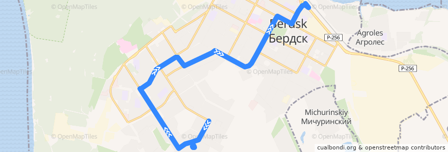 Mapa del recorrido Автобус 1: микрорайон Белокаменный – Вокзал de la línea  en городской округ Бердск.