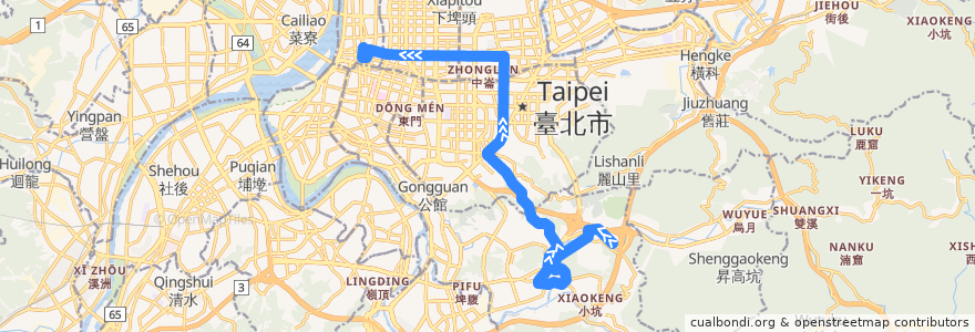 Mapa del recorrido 臺北市 282 動物園-圓環 (往圓環) de la línea  en 臺北市.