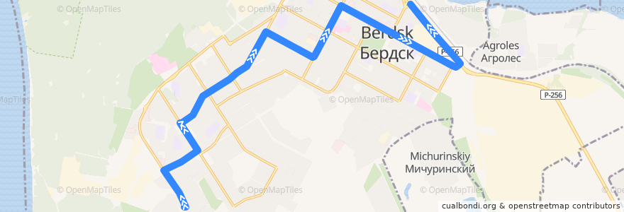 Mapa del recorrido Автобус 4: Черёмушки – Вокзал de la línea  en городской округ Бердск.