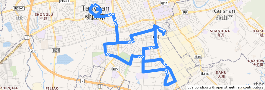 Mapa del recorrido 桃園公車 免費市民公車 後站紅線 de la línea  en Taoyuan.