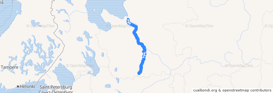 Mapa del recorrido Автобус № 525: Архангельск - Вельск de la línea  en Архангельская область.