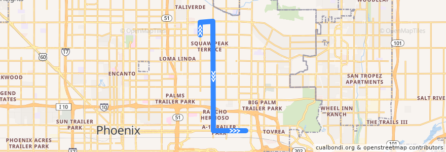 Mapa del recorrido bus 32 NB de la línea  en Phoenix.
