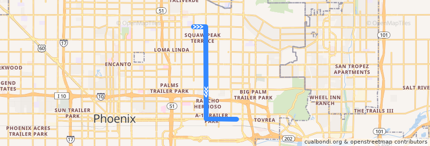 Mapa del recorrido bus 32 SB de la línea  en Phoenix.