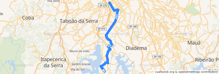 Mapa del recorrido 637J-10 Pinheiros de la línea  en 상파울루.