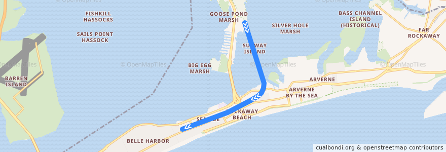 Mapa del recorrido NYCS - S Rockaway Park Shuttle: Broad Channel → Rockaway Park de la línea  en New York.