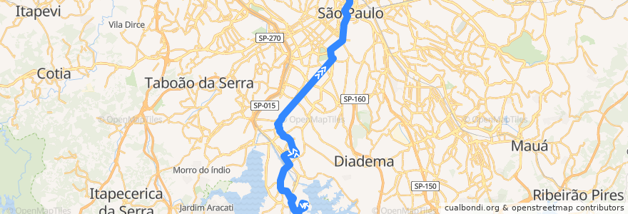 Mapa del recorrido 5317-10 Praça do Correio de la línea  en São Paulo.