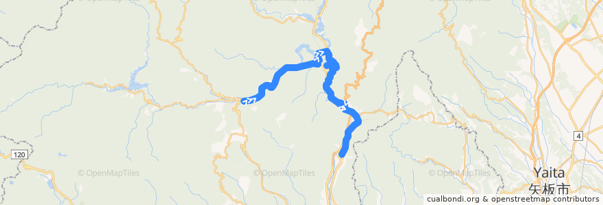 Mapa del recorrido 日光市営バス鬼怒川温泉女夫渕線 青柳車庫⇒鬼怒川温泉駅 de la línea  en 日光市.