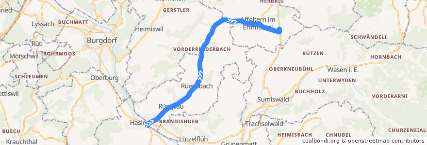 Mapa del recorrido Bus 471: Hasle-Rüegsau => Affoltern-Weier de la línea  en Arrondissement administratif de l'Emmental.