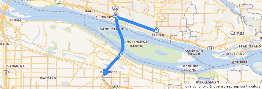 Mapa del recorrido Bus 65: Fisher's Landing Transit Center => Parkrose/Sumner Transit Center de la línea  en アメリカ合衆国.