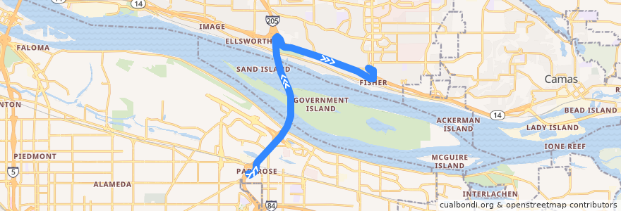 Mapa del recorrido Bus 65: Parkrose/Sumner Transit Center => Fisher's Landing Transit Center de la línea  en アメリカ合衆国.