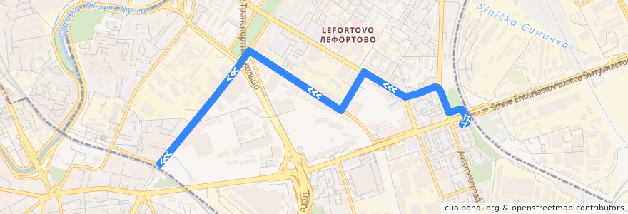 Mapa del recorrido Автобус 987: Метро "Авиамоторная" - Платформа Серп и Молот de la línea  en Юго-Восточный административный округ.