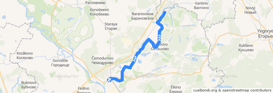 Mapa del recorrido Автобус №32: Воскресенск - Осташово - Потаповское de la línea  en городской округ Воскресенск.