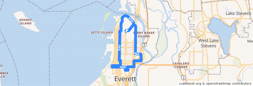 Mapa del recorrido Route 4 de la línea  en Everett.
