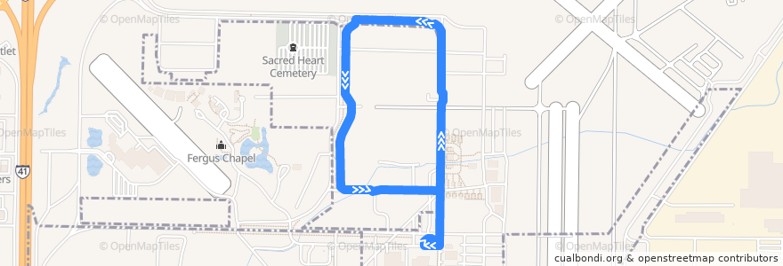 Mapa del recorrido Red Shuttle de la línea  en Winnebago County.