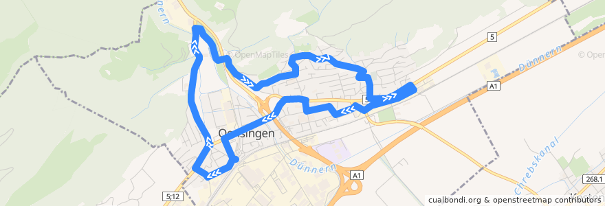 Mapa del recorrido Bus 125 de la línea  en Oensingen.