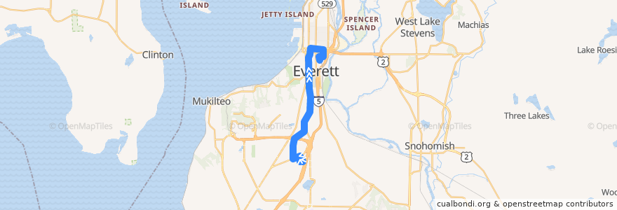Mapa del recorrido Route 17 de la línea  en Everett.