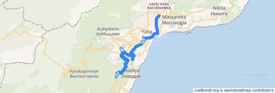 Mapa del recorrido Маршрут автобуса № 35: Горная здравница - Автовокзал de la línea  en городской округ Ялта.