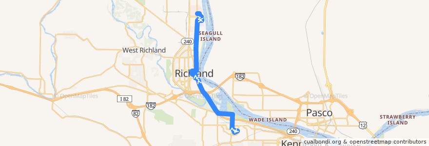 Mapa del recorrido Route 126 Saturday Northbound de la línea  en Richland.