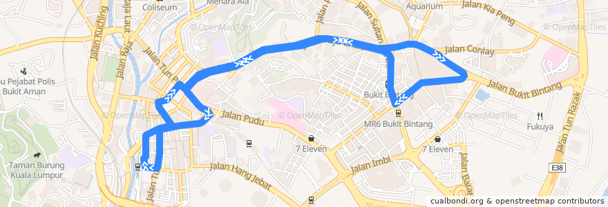 Mapa del recorrido GOKL Purple Line de la línea  en Kuala Lumpur.