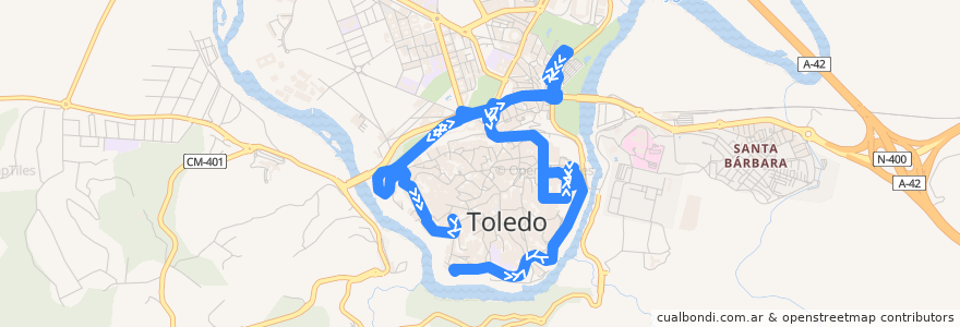 Mapa del recorrido Circular - Casco Histórico de la línea  en Toledo.