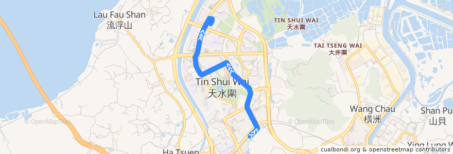 Mapa del recorrido 輕鐵751P綫 Light Rail 751P (天水圍 Tin Shui Wai → 天逸 Tin Yat) de la línea  en Yuen Long (distrito).