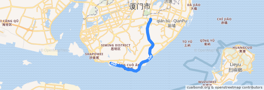 Mapa del recorrido Bus 47 de la línea  en 滨海街道.