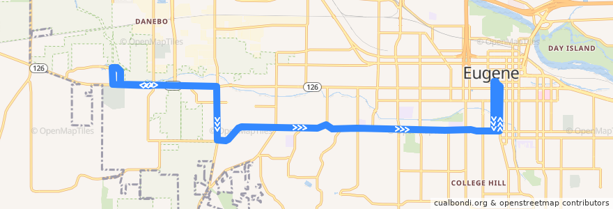 Mapa del recorrido West 18th Avenue de la línea  en يوجين (أوريغون).