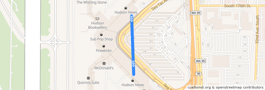 Mapa del recorrido STS: Terminal Shuttle (Northbound) de la línea  en SeaTac.