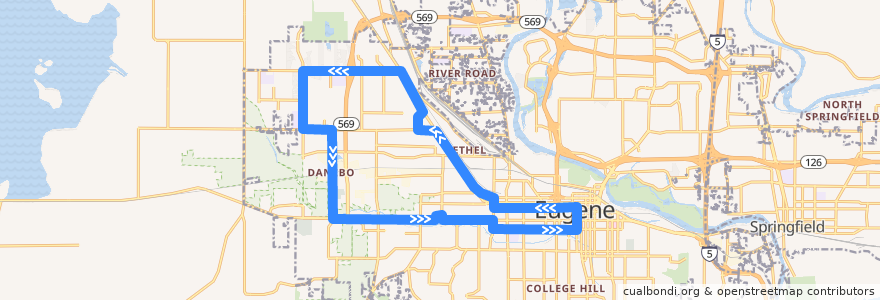 Mapa del recorrido Barger/West 11th de la línea  en Eugene.