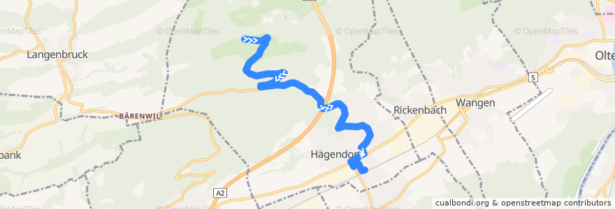 Mapa del recorrido Bus 555: Allerheiligenberg => Hägendorf de la línea  en Hägendorf.