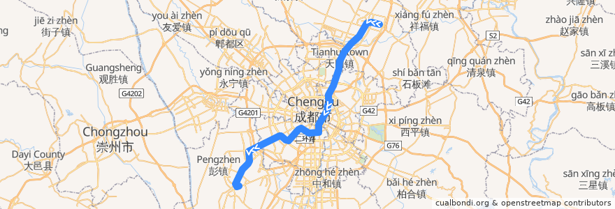 Mapa del recorrido 成都地铁3号线 de la línea  en Chengdu.