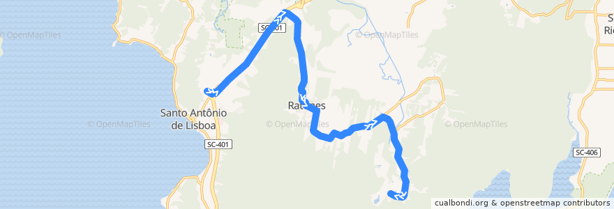 Mapa del recorrido Ônibus 273: Circular Ratones, TISAN => Ratones de la línea  en Florianópolis.