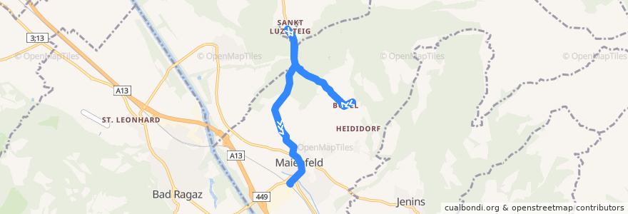 Mapa del recorrido Bus 14: Maienfeld-Heididorf => Maienfeld de la línea  en Landquart.