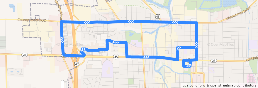 Mapa del recorrido Route 60 de la línea  en Fond du Lac.