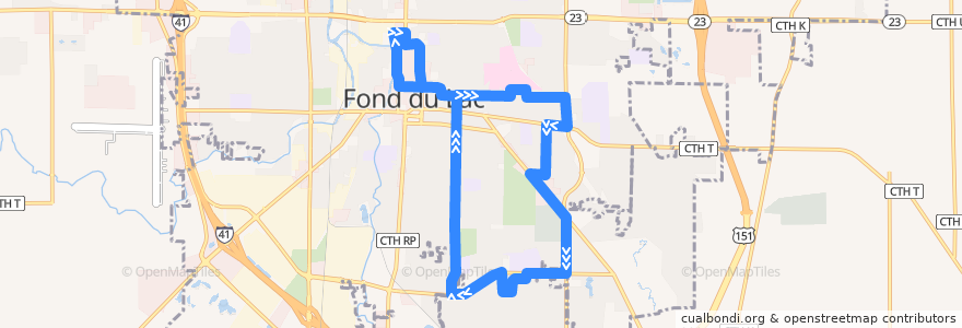 Mapa del recorrido Route 35 de la línea  en Fond du Lac.