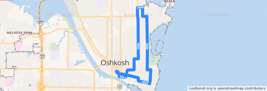 Mapa del recorrido Route 1: Bowen/Hazel de la línea  en Oshkosh.
