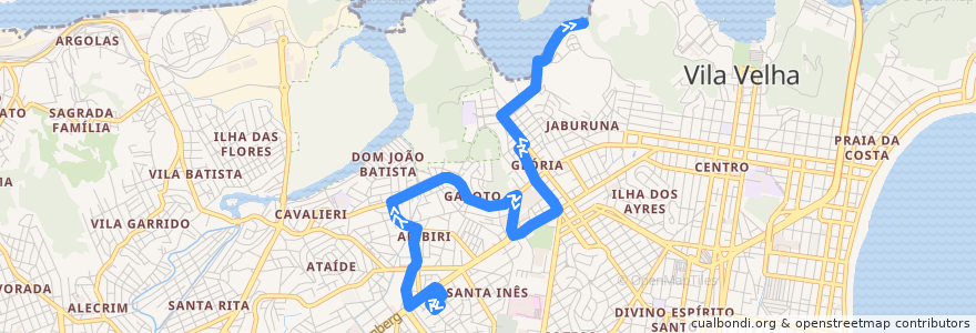 Mapa del recorrido 607 Terminal Ibes / Glória de la línea  en 빌라벨랴.