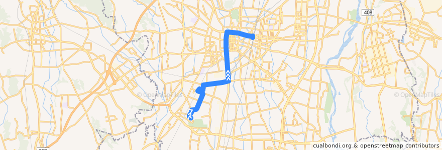 Mapa del recorrido 関東自動車バス[01] 江曽島（西川田東）⇒一条⇒宇都宮駅 de la línea  en 宇都宮市.