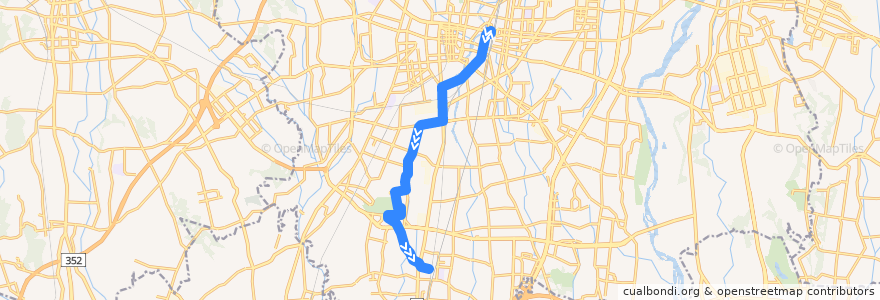 Mapa del recorrido 関東自動車バス[25] 宇都宮駅⇒旭陵通り・今宮⇒雀宮駅 de la línea  en 宇都宮市.