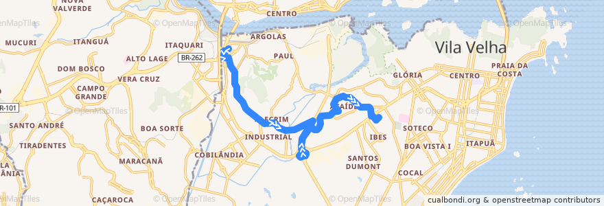 Mapa del recorrido 604 Terminal São Torquato / Terminal Ibes via Santa Rita/Alvorada de la línea  en Вила-Велья.